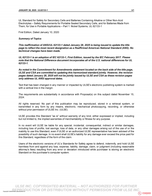 UL 62133-1 PDF UL 62133-1 PDF